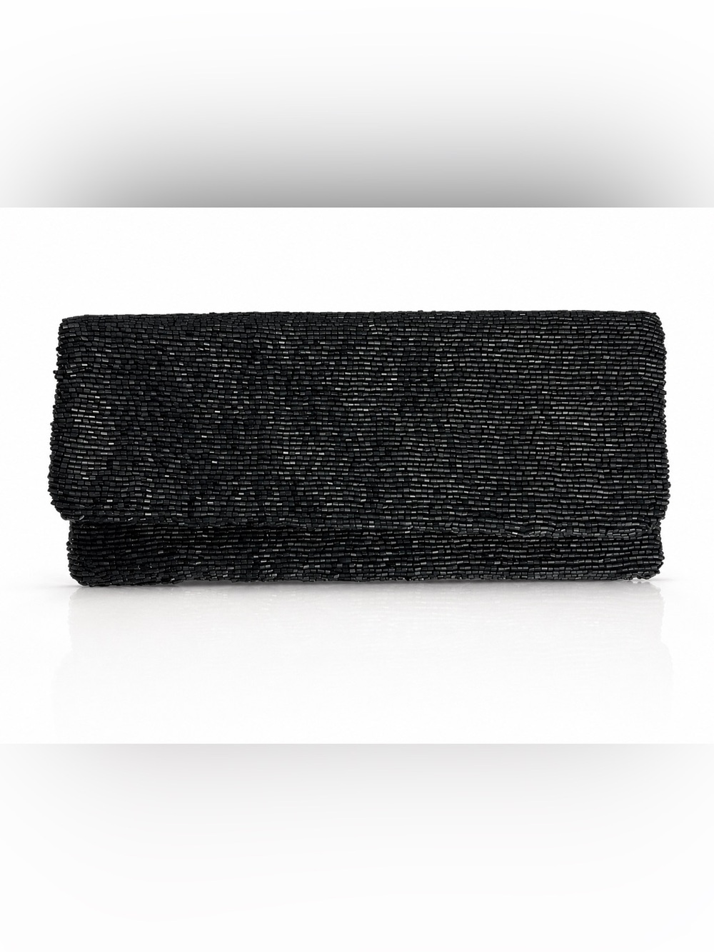 TIANA Black Beaded Evening Clutch Purse Vintage Formal Wedding Cocktail Bag